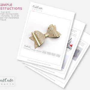 May include: A gold glitter bow with a gold center. The bow is on a white background with the text "CutCute Crafts" and "Formats Included: SVG PDF DXF EPS".