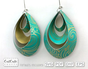 Boho Teardrop Earring SVG Template: Faux Leather Dangle Earrings (Digital Download)