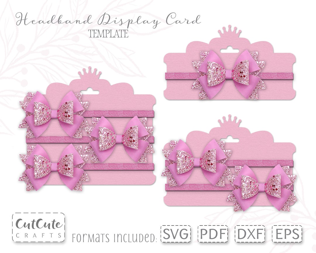 Headband Display Card Template SVG, Elastic Headband Display Card Cut Files for Silhouette and