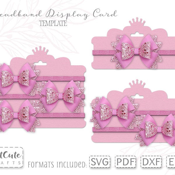 Headband Display Card Template SVG, Elastic Headband Display Card Cut Files for Silhouette and Cricut, Bow SVG Card