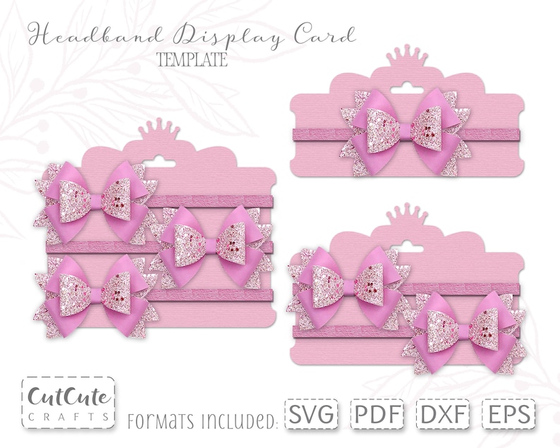 Headband Display Card Template: Bow SVG Cut Files (Digital Download) image 1