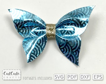 Mermaid Tail Hair Bow SVG Template: Faux Leather Pinch Bow (PDF)