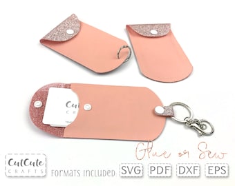 Plantilla SVG de tarjetero de piel sintética: Monedero con llavero (descarga digital)