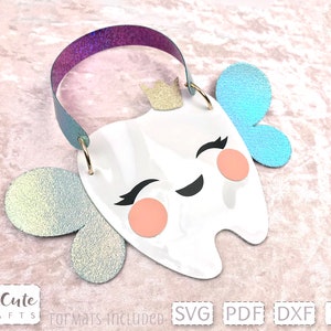 Modelo SVG de mini bolsa Fada dos Dentes, SVG de couro sintético sem costura para Cricut e Silhouette, padrão de bolsa PDF imprimível, bolsa de bolso para dinheiro de dente