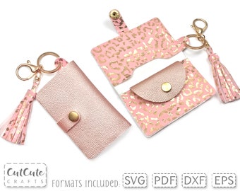 Combo Wallet SVG Template Faux Leather Keyring Mini Wallet cut file for  Cricut and Silhouette, Key Ring Card Holder and Coin Purse Small