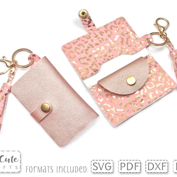Combo Wallet SVG Template Faux Leather Keyring Mini Wallet cut file for  Cricut and Silhouette, Key Ring Card Holder and Coin Purse Small