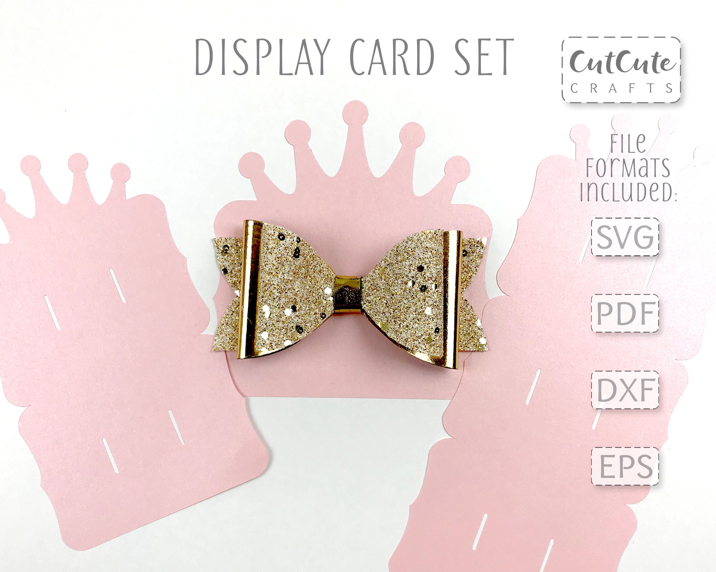 Crown Bow Display Card Template SVG, Hair Bow Display Card Cut Files for  Silhouette and Cricut, Hairbow Packaging template, Bow SVG Card In Headband Card Template