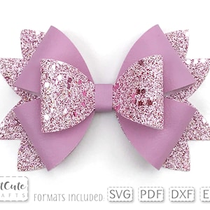 Rich Double Bow SVG, Faux Leather Bow-sjabloon, bow-svg voor Cricut, bow-svg voor silhouet, PDF Vilt Bow-patroon, SVG-bestand knippen