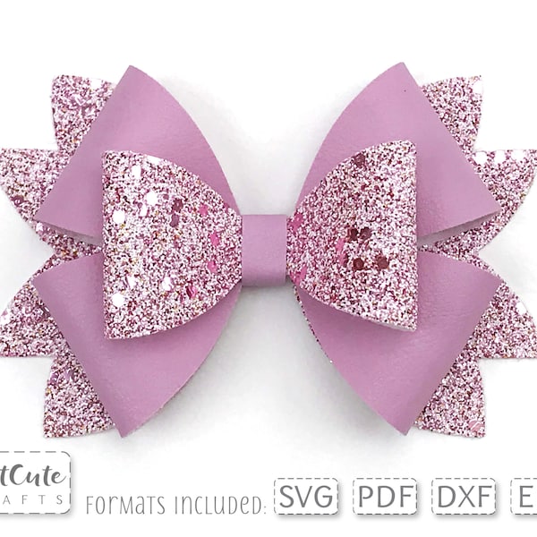 Rich Double Bow SVG, modèle Faux Leather Bow, arc svg pour Cricut, arc svg pour Silhouette, PDF Felt Bow Pattern, fichier coupé SVG