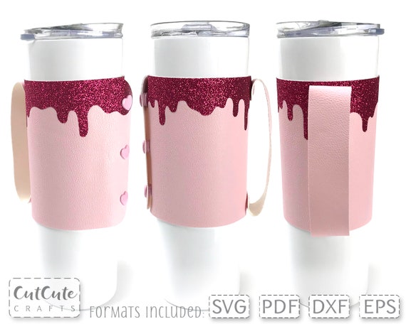 Sugar Drip Sleeve Holder SVG Template for Skinny Tumbler 20 0z Tapered and Straight, DIY Faux Leather  Tumbler Holder Pattern and Tutorial