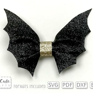 Szablon kokardy Bat Wings Pinch Bow SVG, kokarda ze sztucznej skóry SVG dla Cricut, kokarda do włosów urodzinowych do wydrukowania w formacie PDF Wzór na kokardę z filcu, plik do cięcia SVG