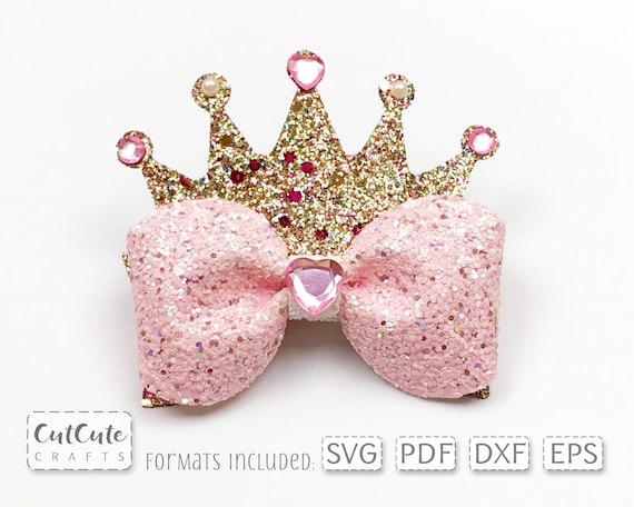 Crown Pinch Bow SVG Template Faux Leather Hair Bow SVG for - Etsy
