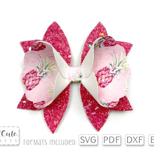 Hair Bow Template SVG, Hairbow svg dxf eps, Faux Leather Bow SVG cut file, PDF Felt Bow Pattern, Petal Bow templates for Cricut & Silhouette