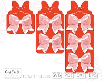 Cute Bow Display Card SVG Template for one, two or three bows in two sizes, Hairbow Display Card Cut Files for Silhouette and Cricut
