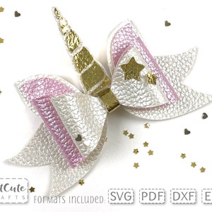 Unicorn Hair Bow SVG: Faux Leather Bow Template (PDF Pattern)