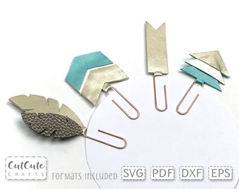 Boho Planner Paper Clip Charms SVG Templates for Cricut and Silhouette, Planner accessories SVG templates PDF diy planner decorations