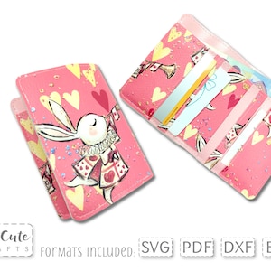 Padrão básico de costura de carteira bifold SVG para Cricut ou Silhouette, padrão PDF fácil para projeto de artesanato em couro sintético,