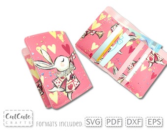 Patrón de costura para billetera plegable: Manualidad fácil de cuero sintético (SVG, PDF)