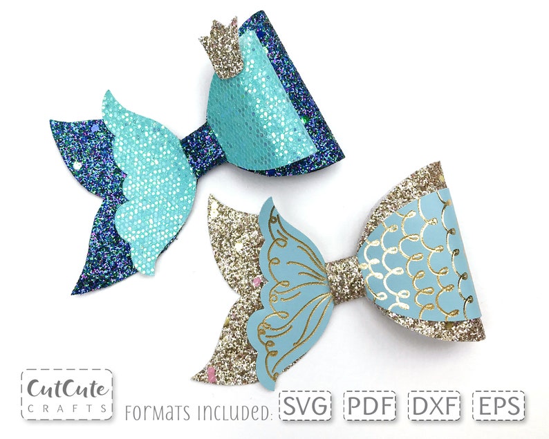 Download Mermaid Bow SVG Hair Bow template Foil Quill Mermaid PDF ...