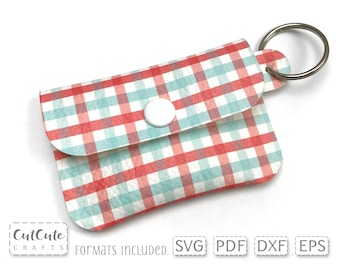 Plaid Mini Coin Pouch SVG Template: Faux Leather Keychain Wallet (Digital Files)