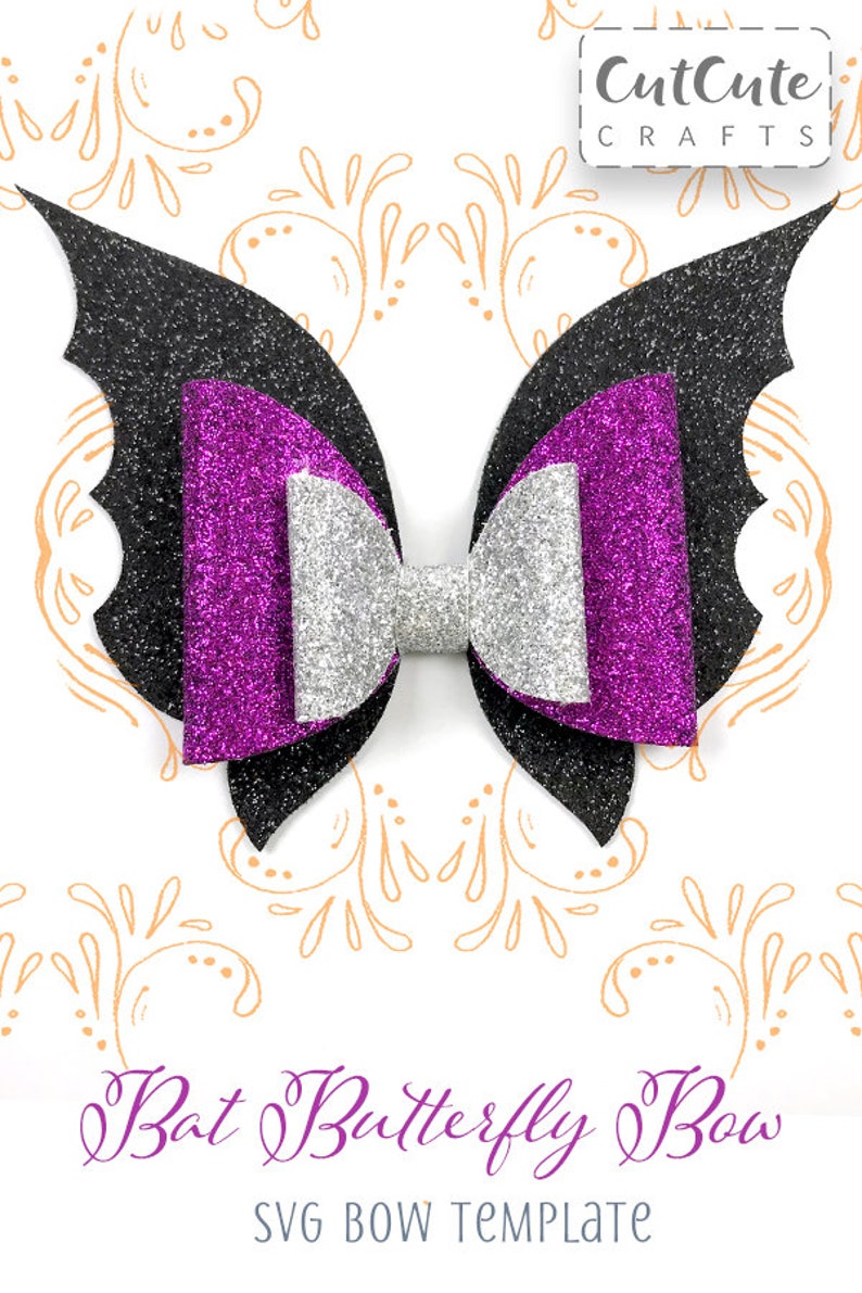 Download Halloween Bow SVG Bat Wings Bow template Hair Bow SVG | Etsy