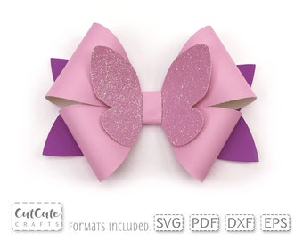 Cute Butterfly Bow SVG, Hair Bow template, Butterfly SVG, Cricut cut file, Silhouette cut file, PDF Felt Bow Pattern, Hair Clip Bow svg