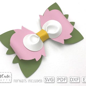 Flower Bow SVG, Hair Bow SVG, PDF Felt Bow Pattern, svg cut file, bow cut file for Cricut, bow cut file for Silhouette, plotterdatei