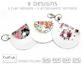 Plantilla SVG de monedero circular mini: llavero de piel sintética (descarga digital)