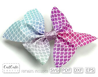 Mermaid Bow SVG Template: Faux Leather Pinch Bow Cut Files (PDF)