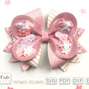 Pinch Heart Shaker Bow SVG, modèle de nœud de cheveux en similicuir, fichiers de coupe Silhouette, Cricut Bow SVG, Pdf Felt Bow Pattern, OTT Bow Design