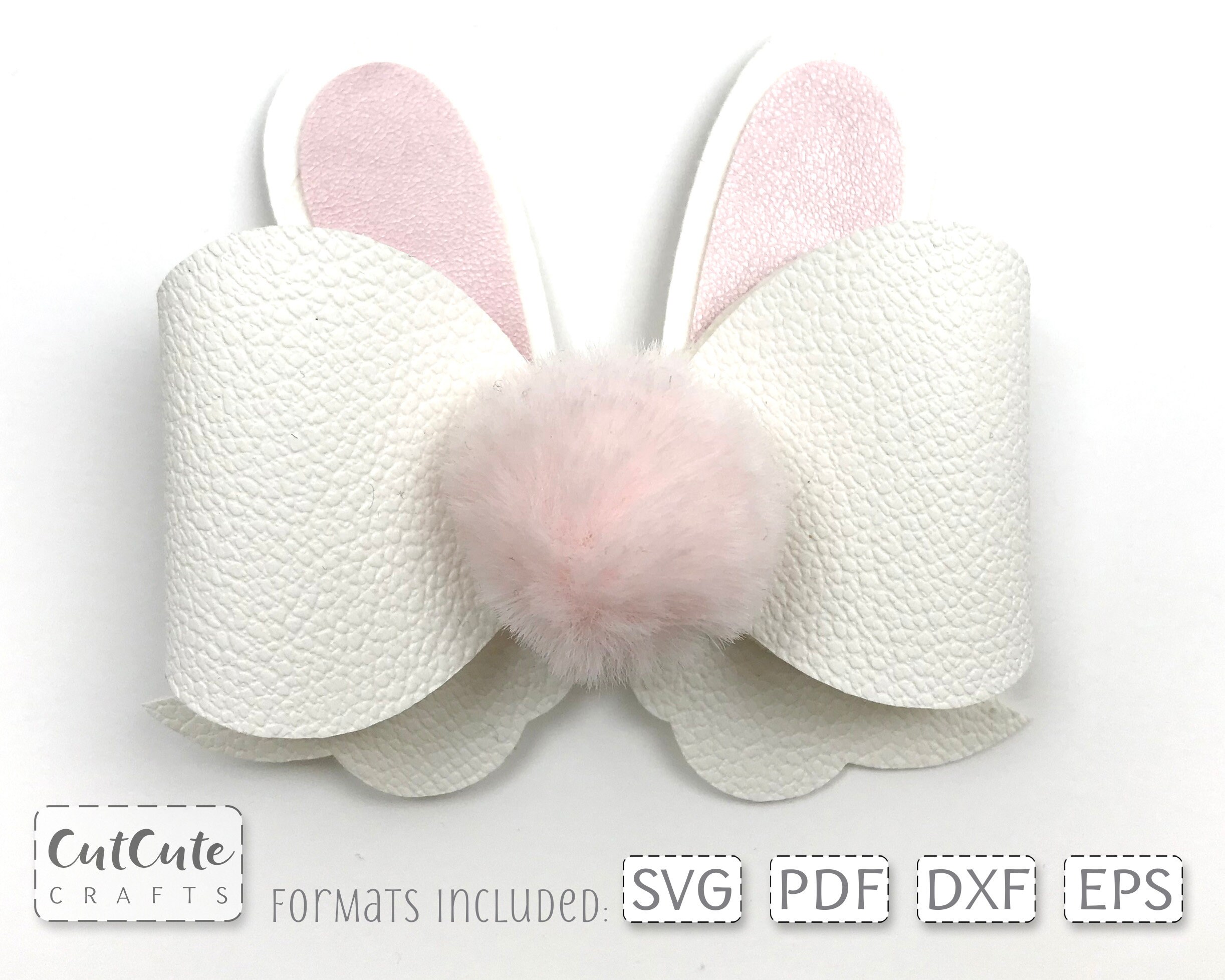 Bunny Bow SVG: Faux Leather Hair Bow Template (PDF Pattern)