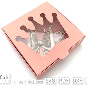 Caixa de coroa quadrada SVG, modelo de caixa de arco, caixa de presente SVG, caixa de cricut SVG, caixa de silhueta svg, caixa de janela svg, caixa de exibição para arcos de cabelo
