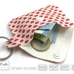 Download Envelope Mini Coin Purse SVG Template Faux Leather Keyring ...
