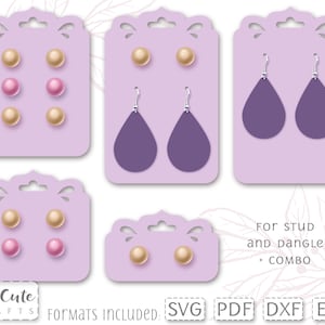 Modelo SVG de cartão de exibição de brinco sofisticado para tachas e pendentes, brincos elegantes, arquivos de corte de cartão SVG para silhueta e cricut