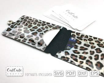 Plantilla SVG para tarjetero de piel sintética: Archivo de corte para llavero o billetera