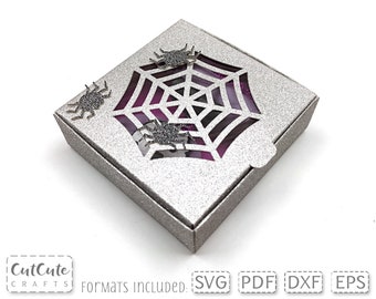 Spider Web Hair Bow Box SVG: Halloween Favor Box Template