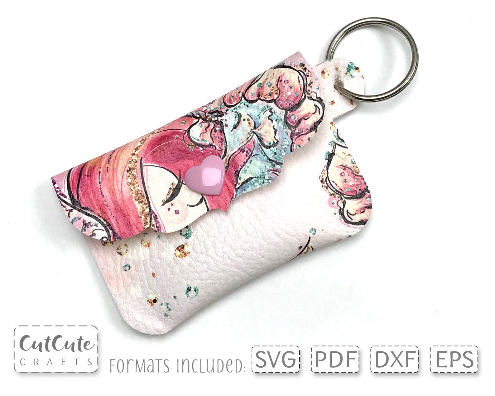 Download Fancy Mini Coin Purse SVG Template Faux Leather Key Fob ...