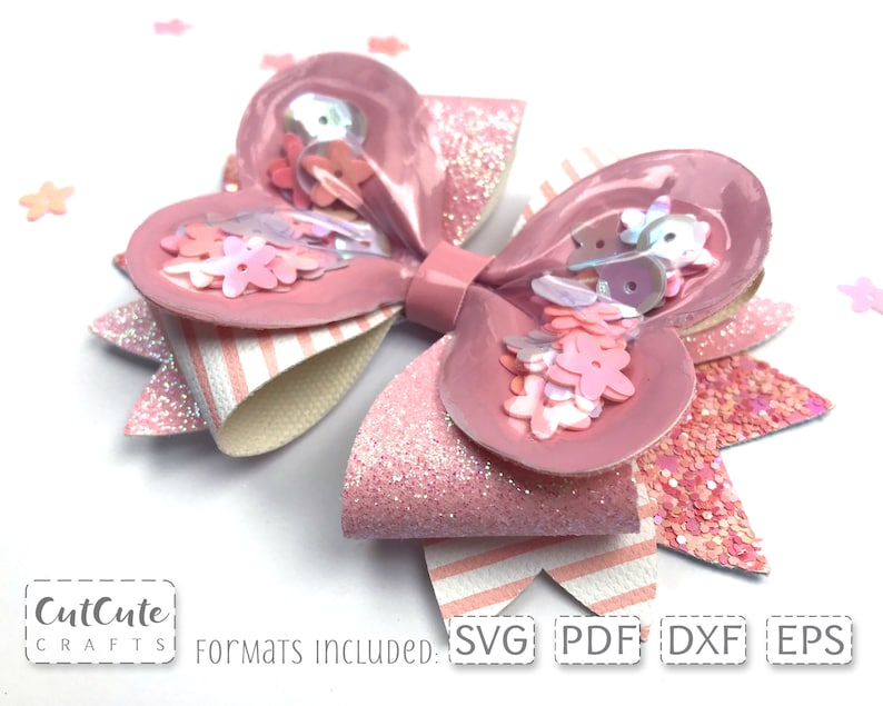 Pinch Heart Shaker Bow SVG Faux Leather Hair Bow Template Etsy