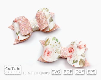 Plantilla de lazo floral para el cabello: patrón en PDF y SVG de cuero sintético