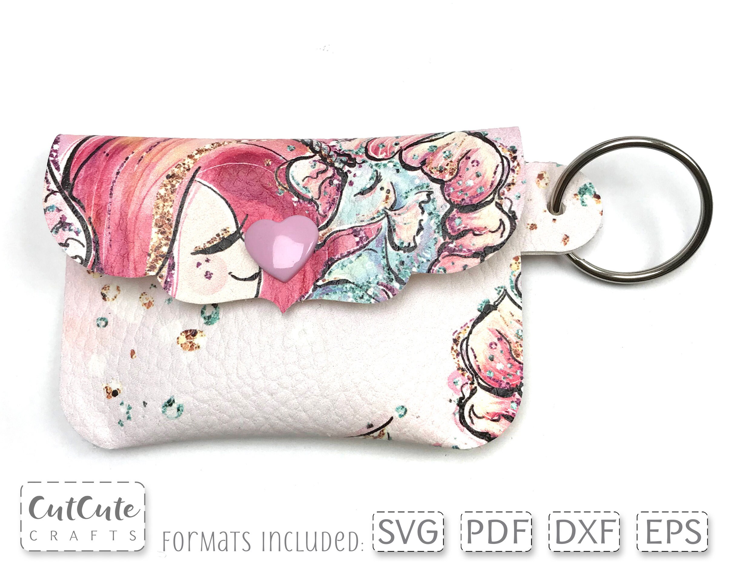Keychain Coin Purse SVG, No Sew Faux Leather (1470226)