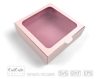 Square Bow Box SVG Template: Windowed Gift Box (Digital Download)