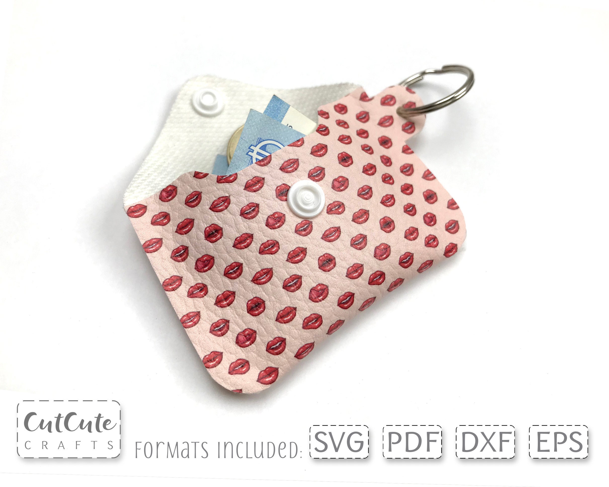 Envelope Mini Coin Purse SVG Template Faux Leather Keyring - Etsy