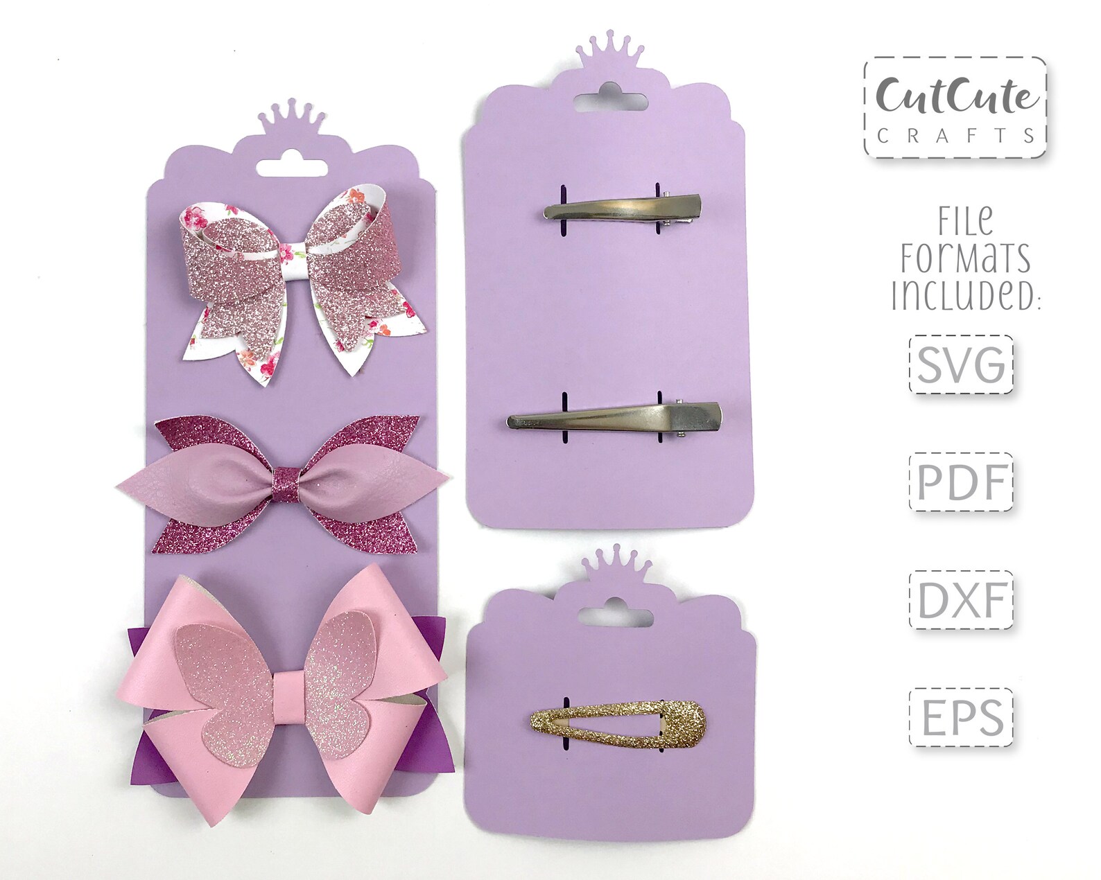 Bow Display Card SVG Template for one two or three bows in Etsy