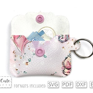 Fancy Mini Coin Purse SVG Template Faux Leather Key Fob Coin Pouch Cut ...