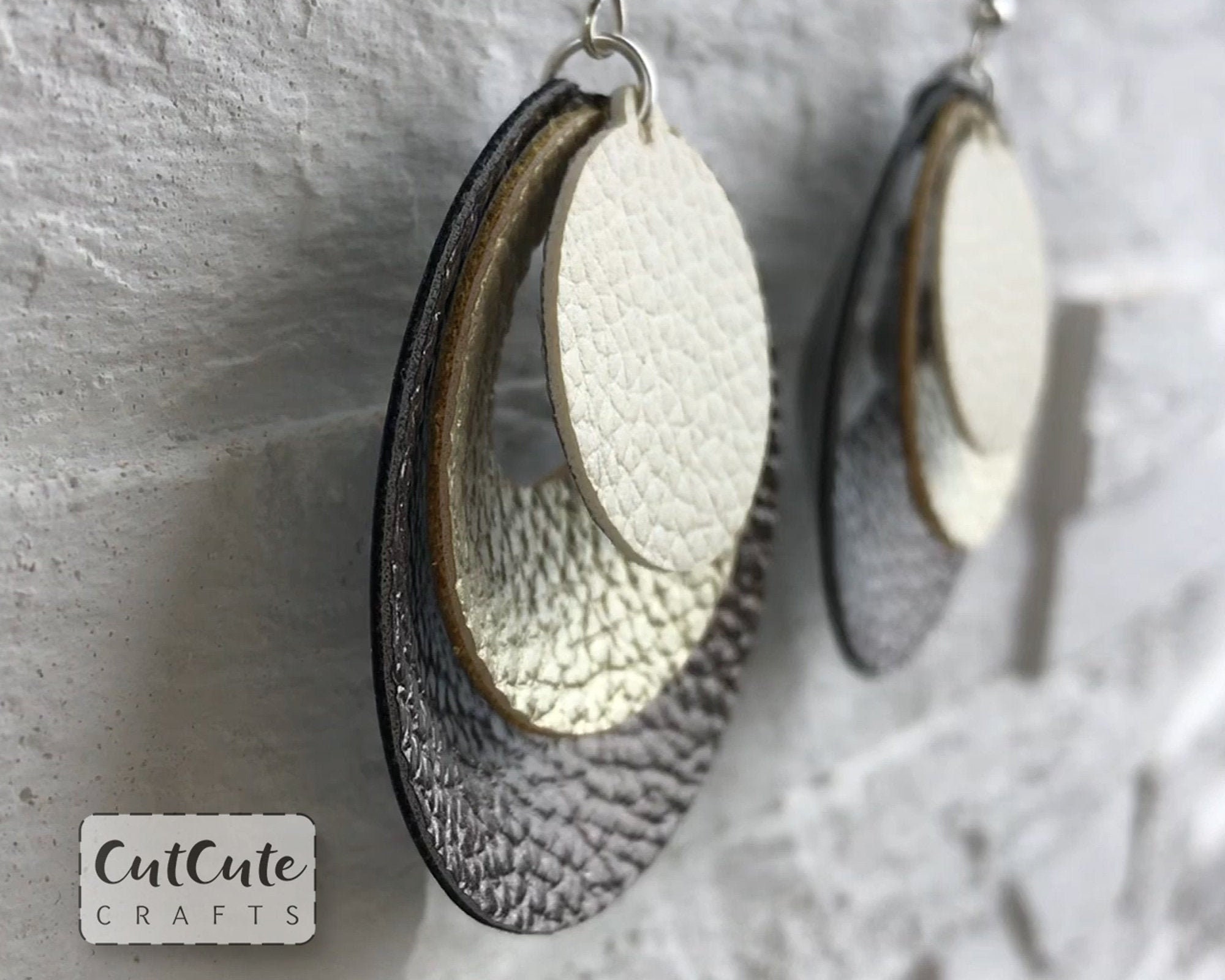 Circle 3D Layered Earring SVG, Faux leather earring svg, SVG cut file, Dangle Earrings template for Cricut or Silhouette