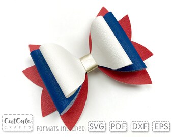 Patriottische haarstrik SVG: kunstleer 4 juli-haarclip (pdf-sjabloon)