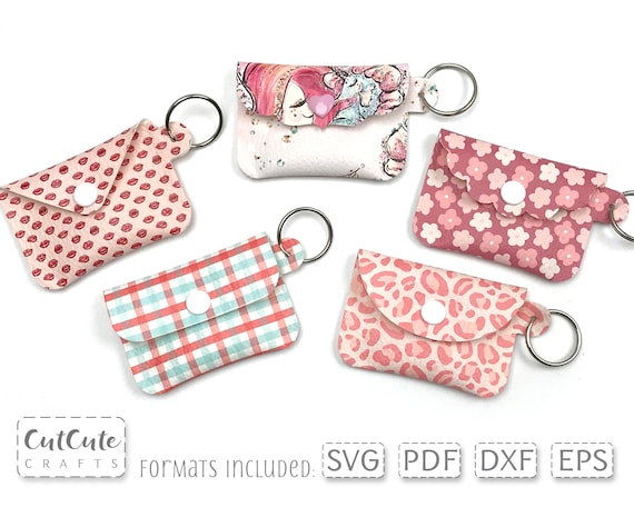 Minimalist Geometric Pattern Mini Coin Purse Keychain Bag With