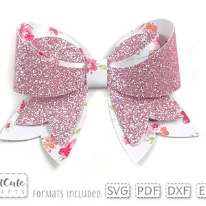 Doppelte Rosen Haarschleife SVG-Vorlage: Kunstlederschleife-Datei (PDF)