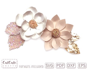 Flower Hair Clip SVG, Layered Flower Faux Leather Template, Lapel Pin Brooch svg for Cricut, PDF Felt Flower Pattern, SVG cut file
