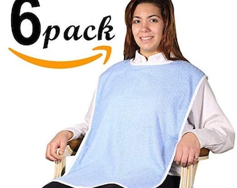 6PK - Top of The Line Super Soft 100% Terry Cloth Adult Bib